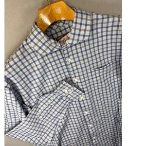 Johnnie-O Hangin Out Plaid Button Up Shirt Maliblu Relaxed Fit Men XL Lawdon EUC